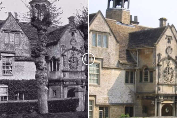 Then and now comparison: Almshouses Hungerford 1900 – 2024