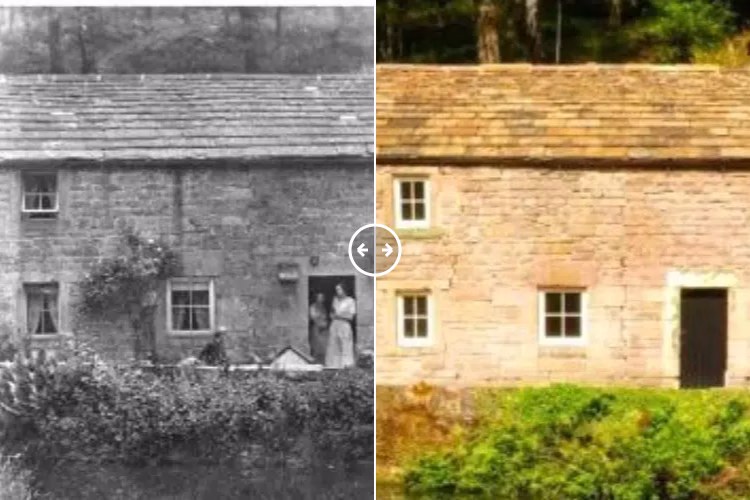 Then and now comparison: Aqueduct Cottage Cromford 1910 – 2024