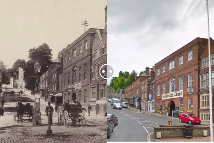 Then and now comparison: Arundel High Street 1900 – 2024