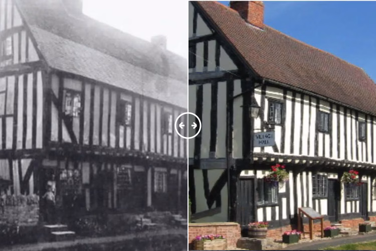 Then and now comparison: Aston Cantlow Village Hall 1900 – 2024