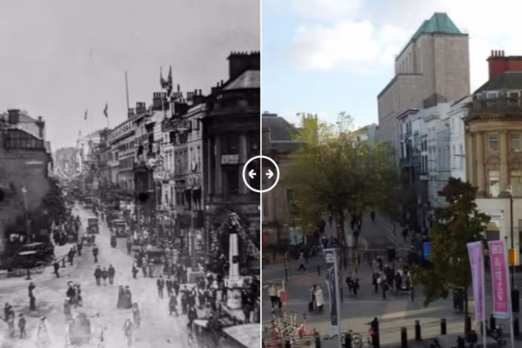 Then and now comparison: Bold Street Liverpool 1900s – 2024