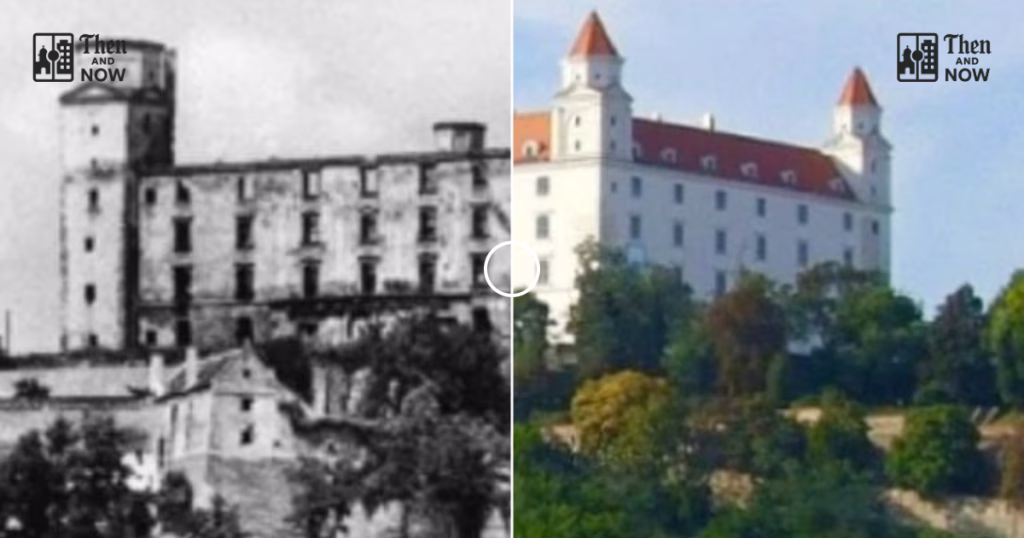Then and now comparison: Bratislava Castle, Slovakia 1957 – 2017