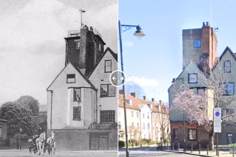 Then and now comparison: Canonbury Tower Islington 1907 – 2024