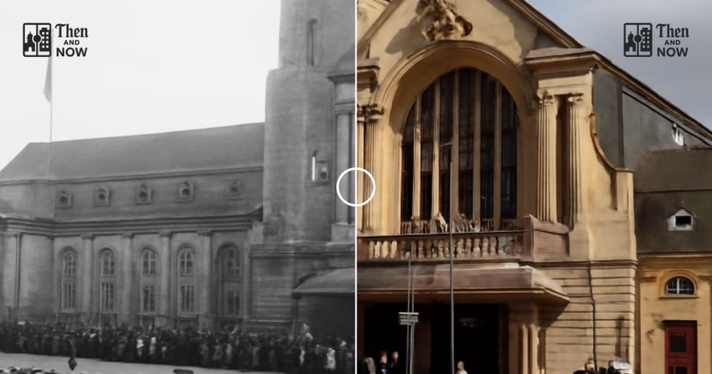 Then and now comparison: Central Train Station, Luxembourg 1944 – 2017