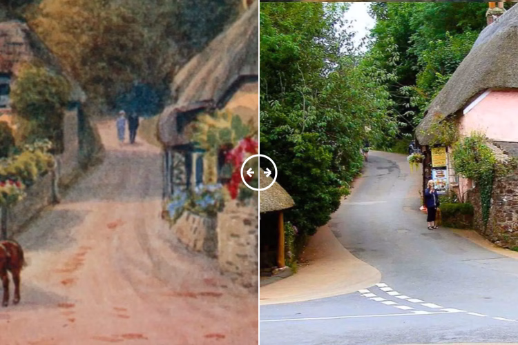 Then and now comparison: Cockington Torquay 1900 – 2024