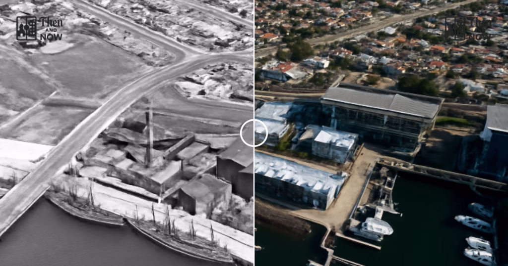 Then and now comparison: Colonial Sugar Refinery, Glanville 1937 – 2025