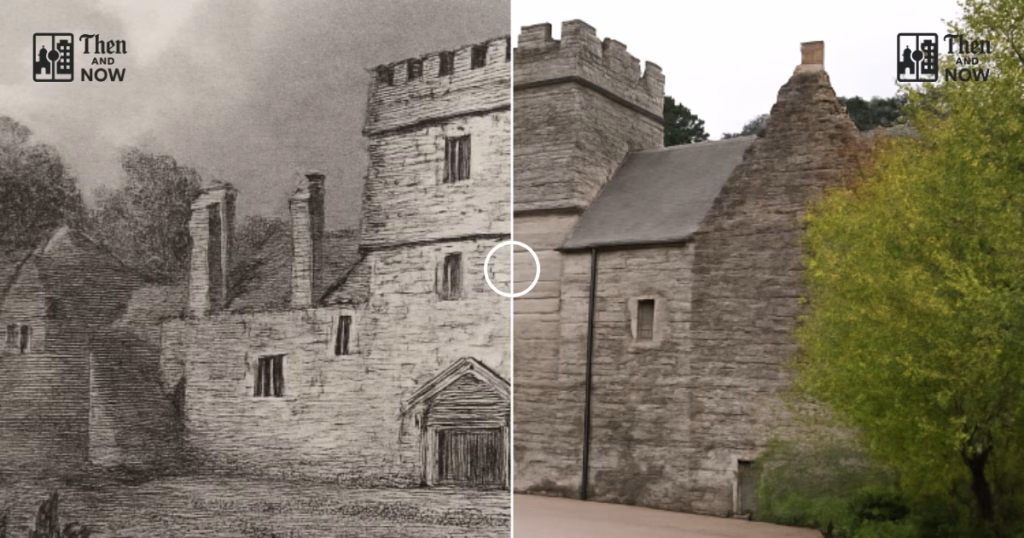 Then and now comparison: Cotehele House 1817 – 2025