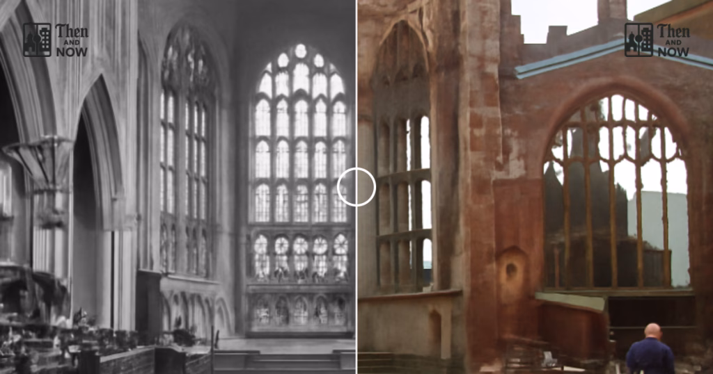 Then and now comparison: Coventry Cathedral 1943 – 1820