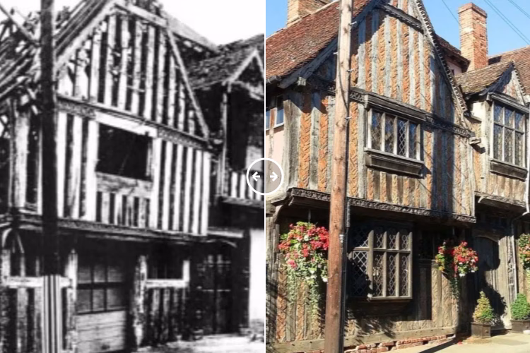 Then and now comparison: De Vere House Lavenham 1927 – 2025