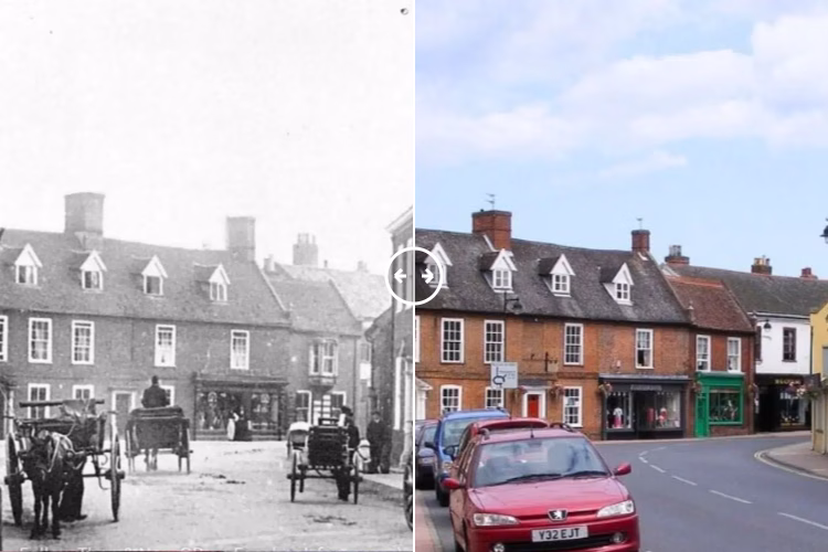 Then and now comparison: Earsham Street Bungay 1900s – 2024