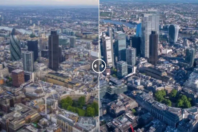 Then and now comparison: Finsbury Circus London 2006 – 2020