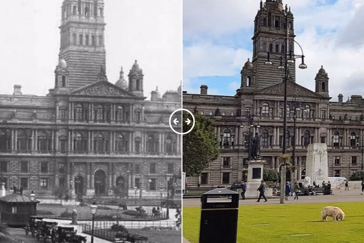 Then and now comparison: Glasgow City Chambers 1900 – 2024