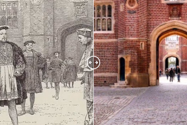 Then and now comparison: Hampton Court Palace  1870 – 2024