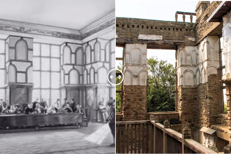Then and now comparison: Hardwick Hall 1800 – 2024