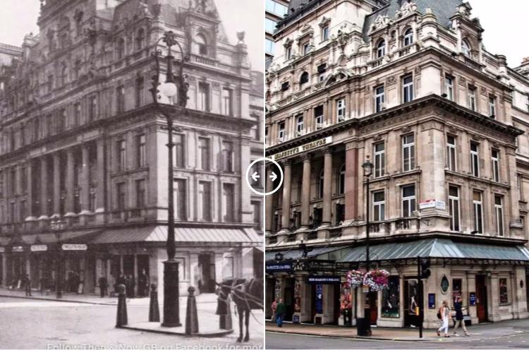 Then and now comparison: Her Majesty’s Theatre London 1890 – 2024