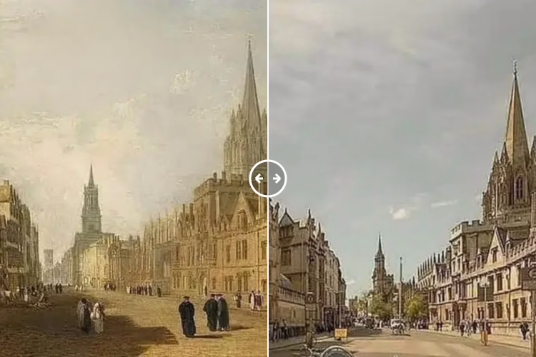 Then and now comparison: High Street Oxford 1810 – 2015