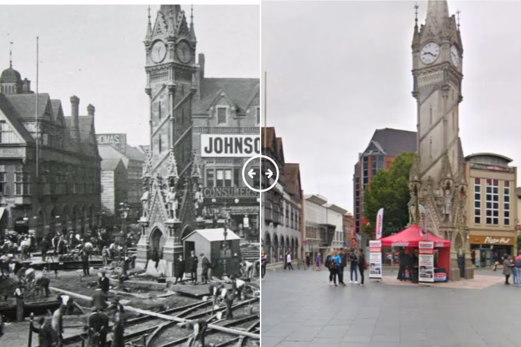 Then and now comparison: Leicester Clock Tower 1900 – 2024