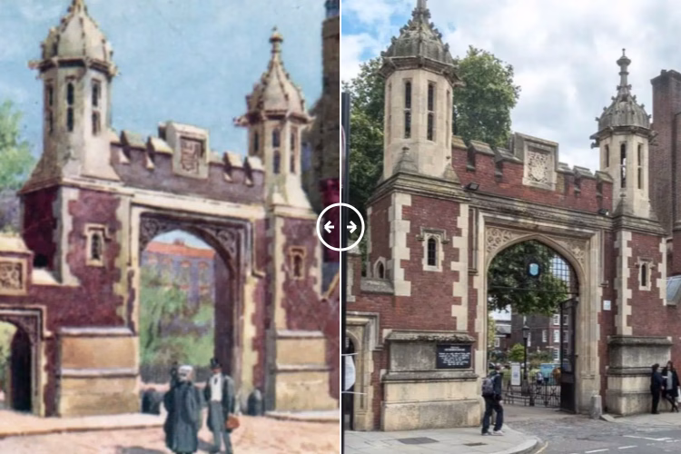 Then and now comparison: Lincoln’s Inn, London 1910 – 2024