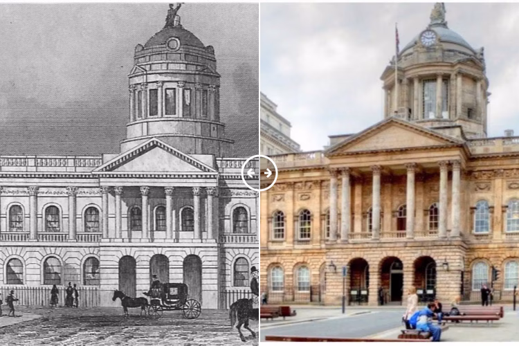 Then and now comparison: Liverpool Town Hall 1845 – 2024