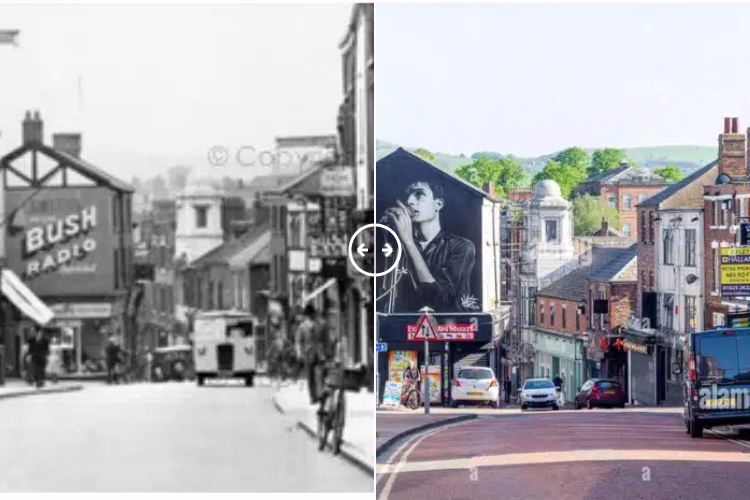 Then and now comparison: Mill Street Macclesfield 1955 – 2024