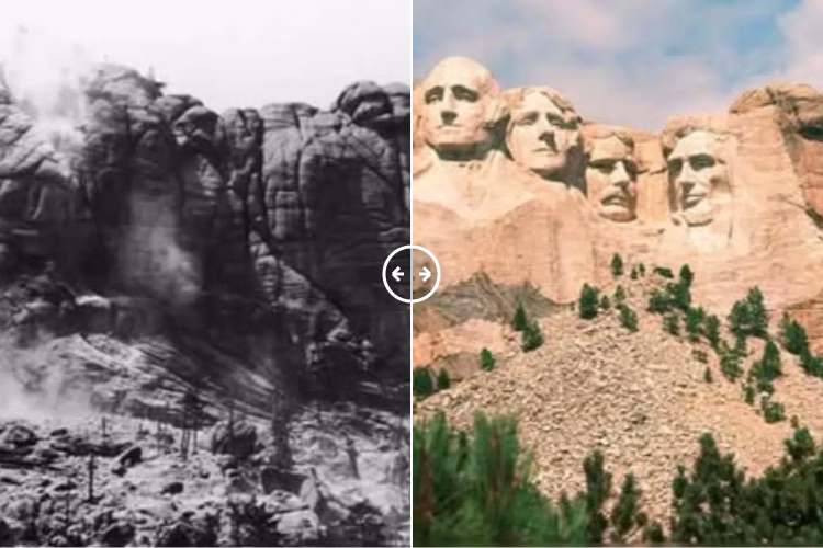 Then and now comparison: Mount Rushmore 1927 – 2022