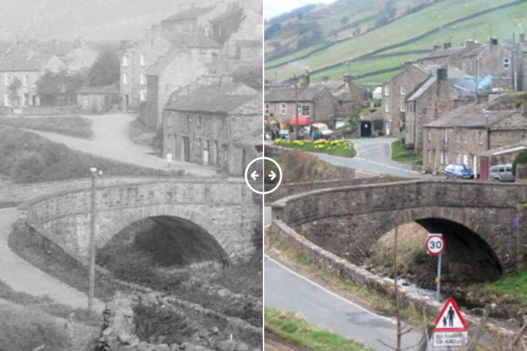 Then and now comparison: Muker Yorkshire c1900 – 2024