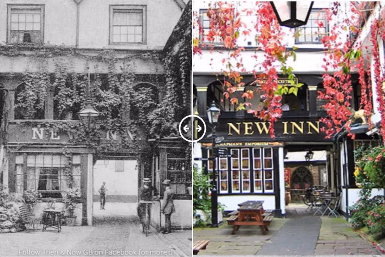 Then and now comparison: New Inn Gloucester 1910 – 2024