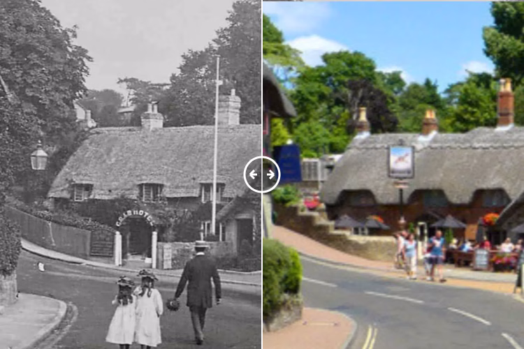 Then and now comparison: Old Shanklin Village 1900 – 2024