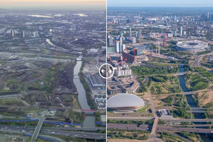 Then and now comparison: Olympic site London 2006 – 2020
