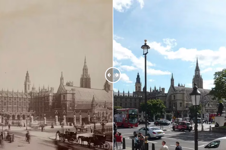 Then and now comparison: Palace of Westminster London 1880 – 2016