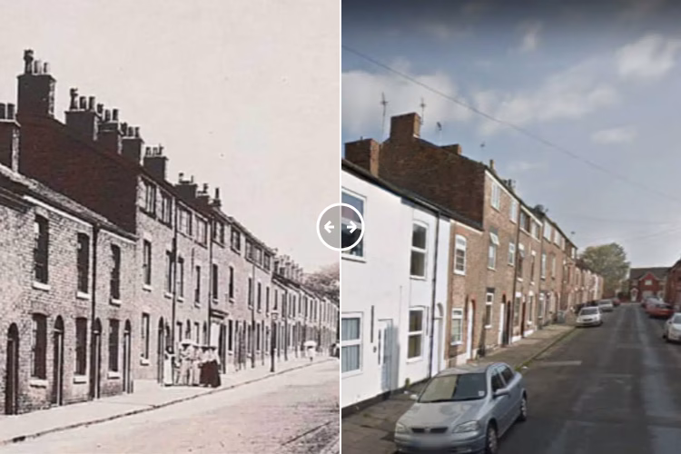Peel Street Macclesfield c1890 – 2025 - BOTH