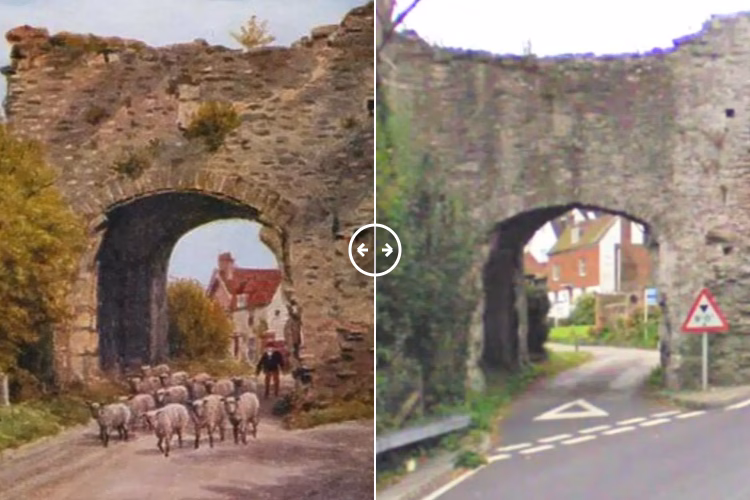 Then and now comparison: Pipewell Gate Winchelsea 1900 – 2024