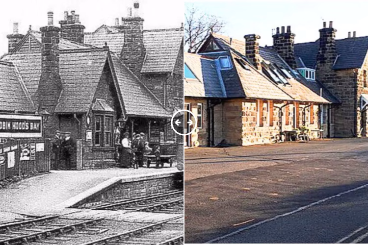 Then and now comparison: Robin Hoods Bay railway station c 1900 – 2024