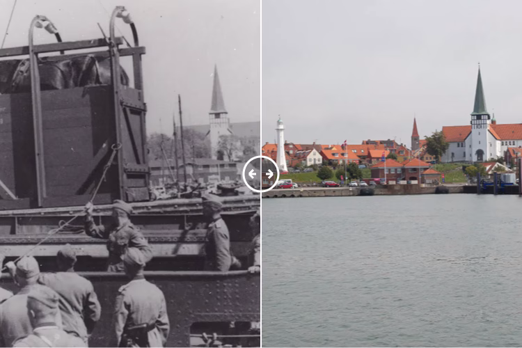 Then and now comparison: Rønne Bornholm 1940 – 2022