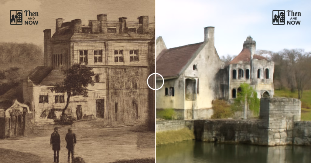 Then and now comparison: Scotney Castle 1850 – 2024
