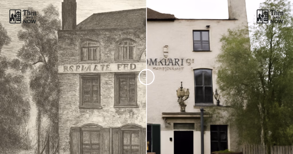Then and now comparison: Spaniards Inn, London 1837 – 2025
