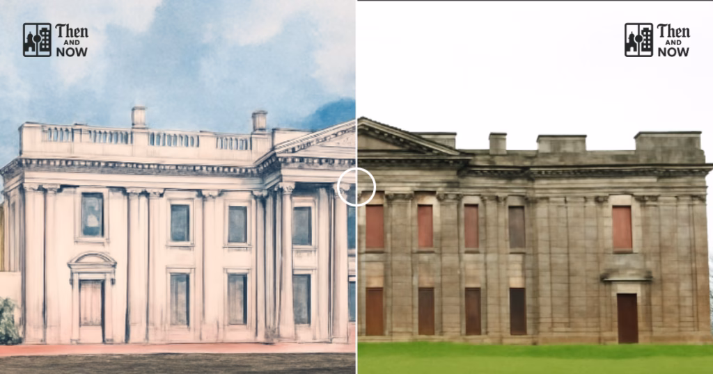 Then and now comparison: Sutton Scarsdale Hall, Derbyshire 1827 – 2024
