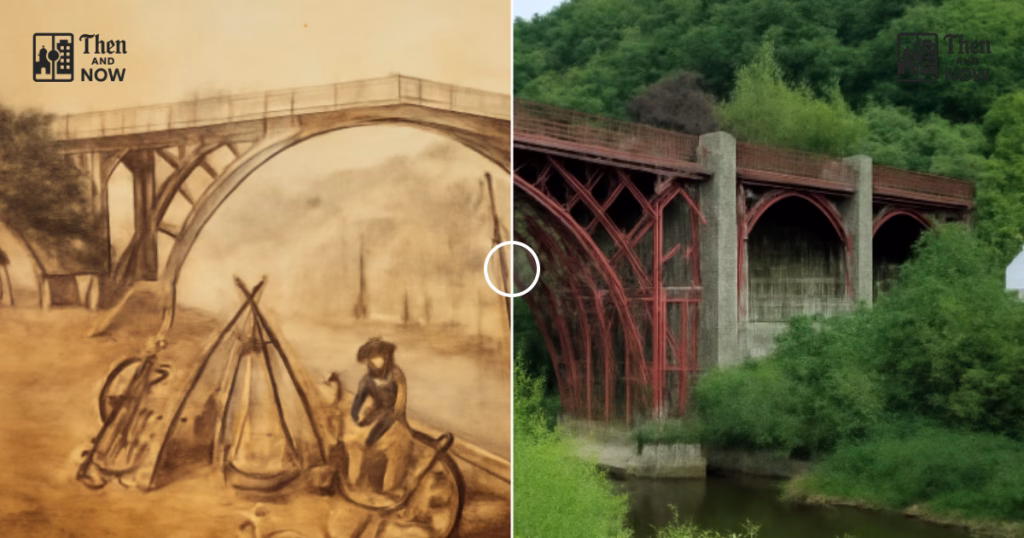 Then and now comparison: The Iron Bridge, Shropshire 1837 – 2025