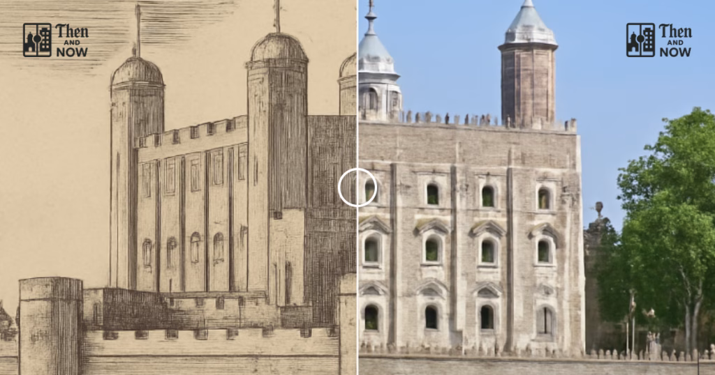 Then and now comparison: Tower of London 1625 – 2026