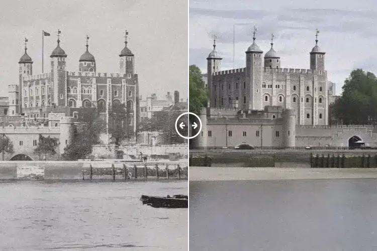 Then and now comparison: Tower of London 1880 – 2025