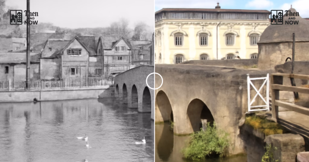 Then and now comparison: Town Bridge, Bradford-on-Avon 1935 – 2024