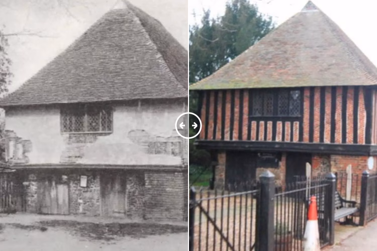 Then and now comparison: Town Hall Fordwich Kent  1905 – 2020