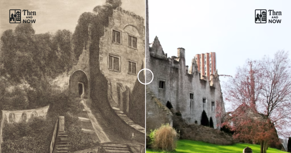 Then and now comparison: Wales’ Hay-on-Wye Castle 1797 – 2025