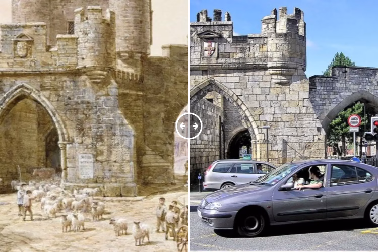 Then and now comparison: Walmgate Bar York 1880 – 2024
