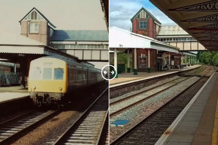 Then and now comparison: Wrexham General train station Wrexham 1982 – 2024