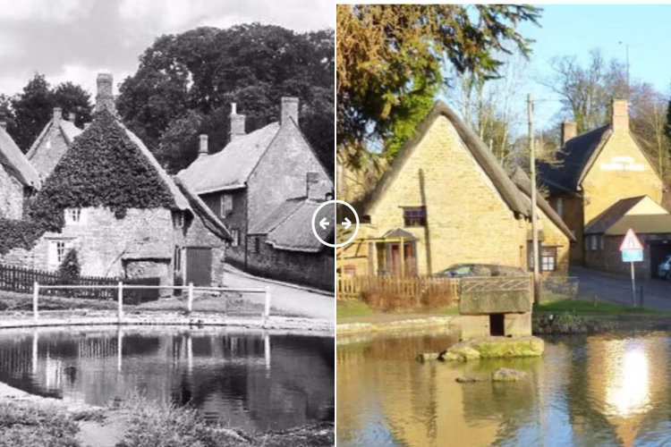 Then and now comparison: Wroxton Oxfordshire 1930 – 2024